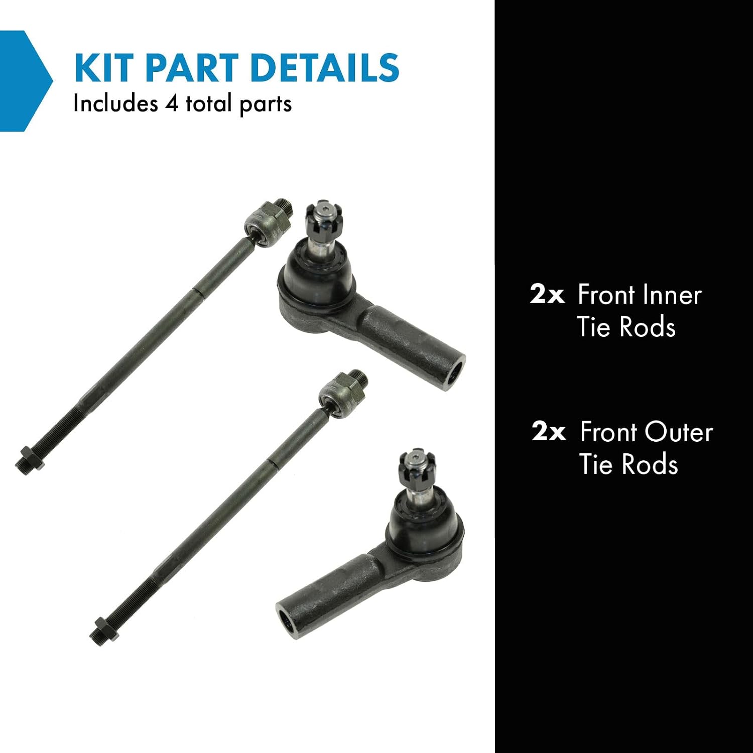 JUEGO DE BARRAS DE DIRECCIÓN TRQ INTERIOR Y EXTERIOR PARA DODGE RAM 1500 4 PIEZAS - 2