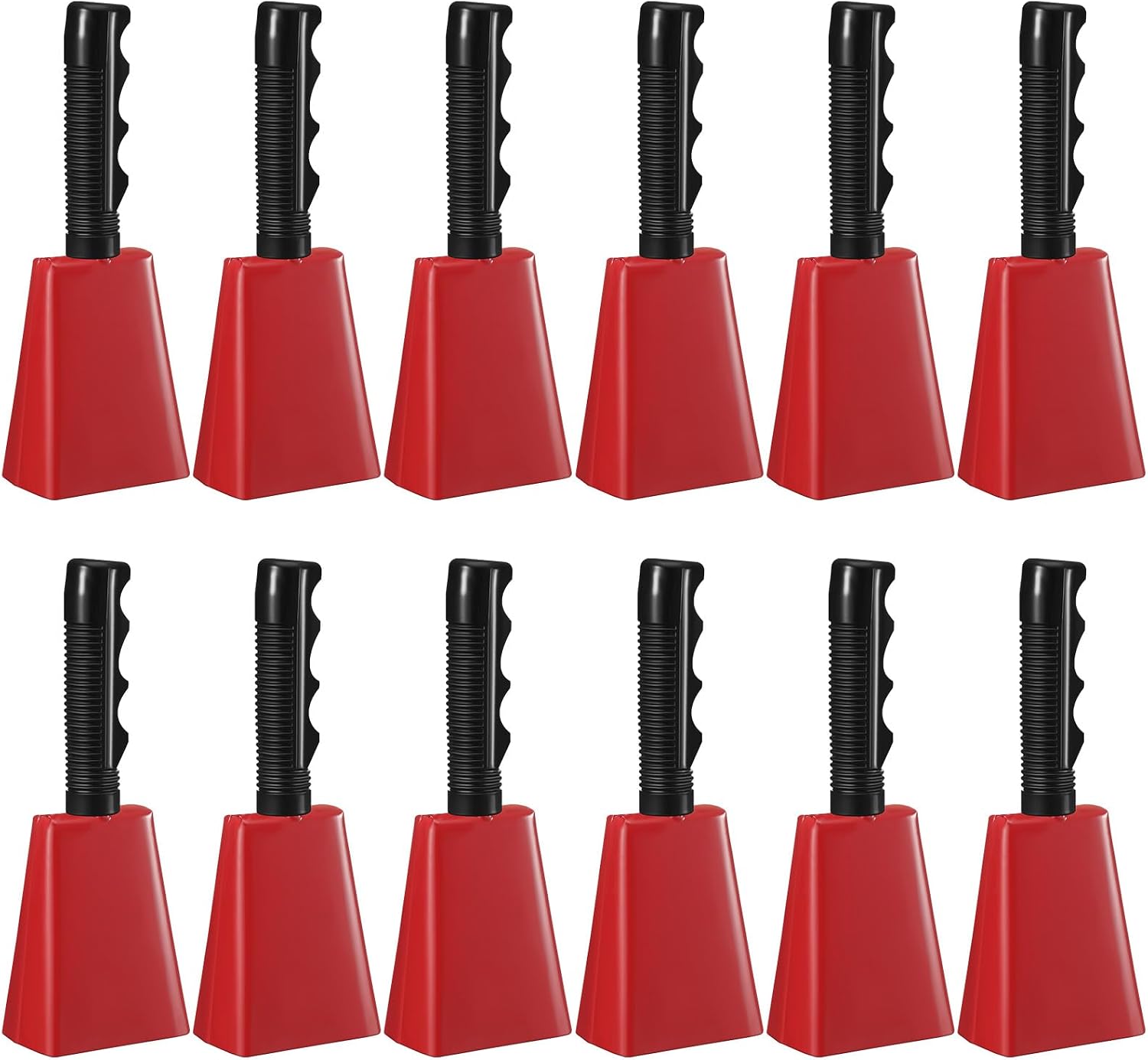CAMPANA DE VACA 8 PULGADAS FIADA ROJA JUEGO DE 12 PIEZAS CON MANGO - 1