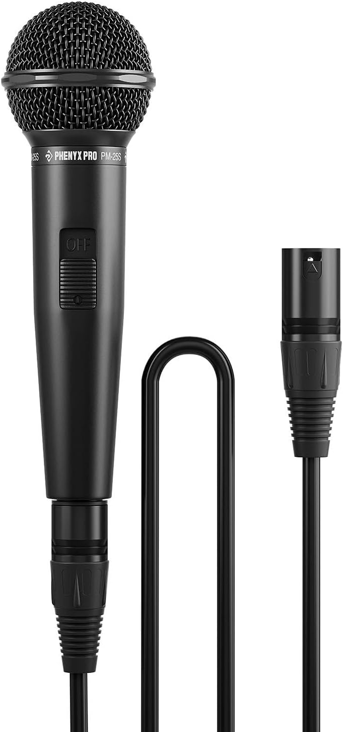MICRÓFONO DINÁMICO CARDIOIDE PHENYX PRO PM-25S CON CABLE XLR Y INTERRUPTOR DE ENCENDIDO/APAGADO - 1