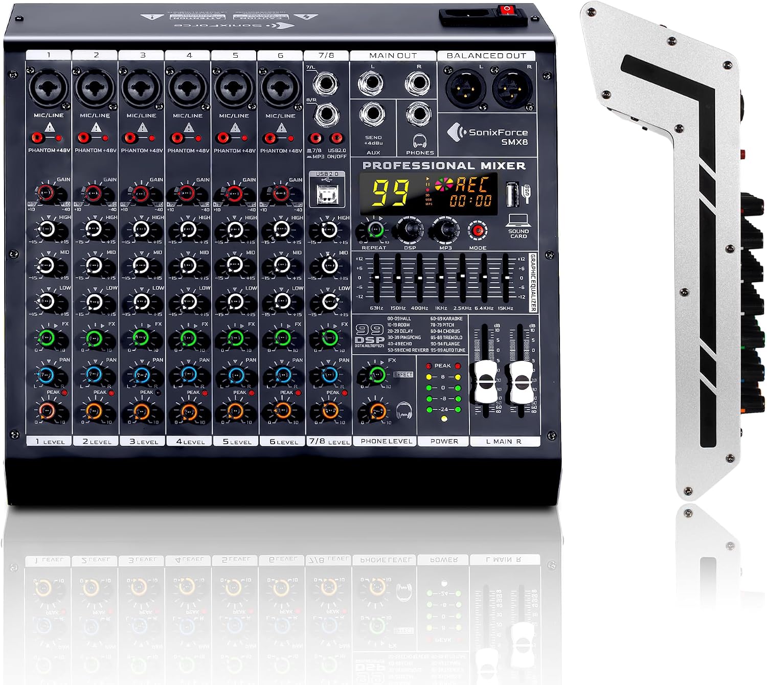 MEZCLADOR DE AUDIO 8 CANALES SONIXFORCE CON 99 EFECTOS DSP - 1