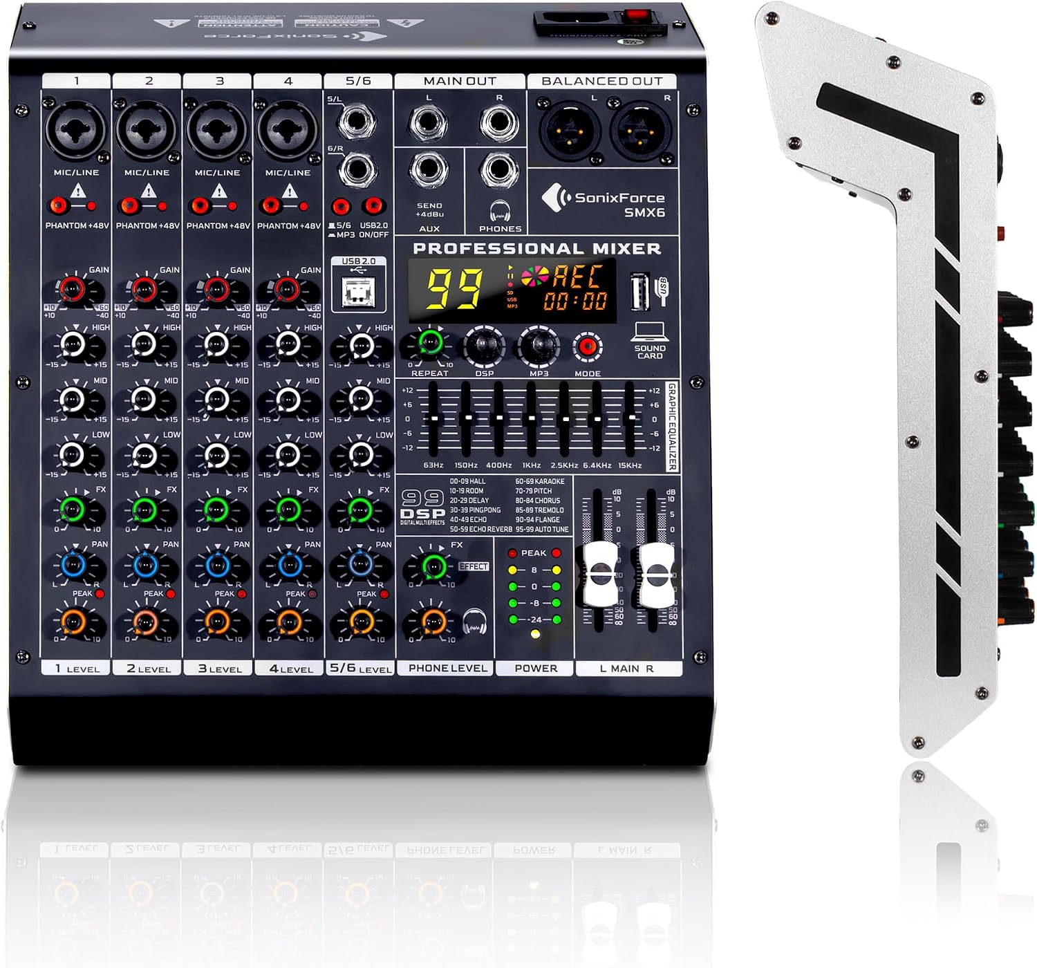 MEZCLADOR DE AUDIO DJ 6 CANALES SONIXFORCE PROFESIONAL - 1