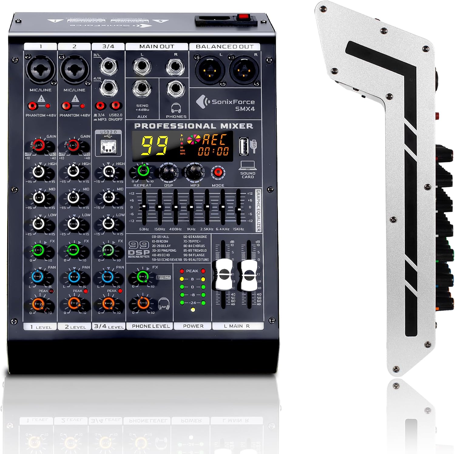 MEZCLADOR DE AUDIO 4 CANALES SONIXFORCE CON 99 EFECTOS DSP - 1