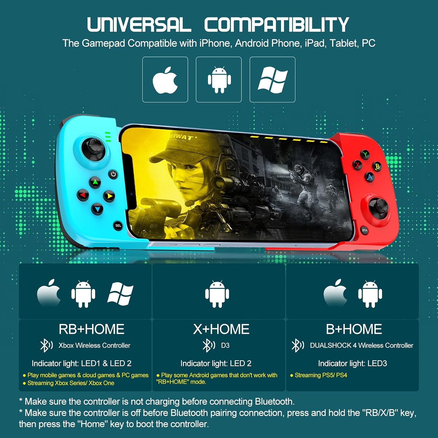 CONTROL INALÁMBRICO JOSO PARA IPHONE Y ANDROID CON SOPORTE PARA FUNDA - 2