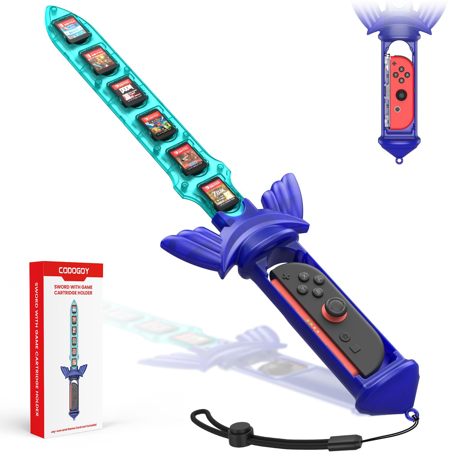 ESTUCHE GRIP ESPADA CODOGOY PARA NINTENDO SWITCH CON ALMACENAMIENTO DE 12 JUEGOS - 1