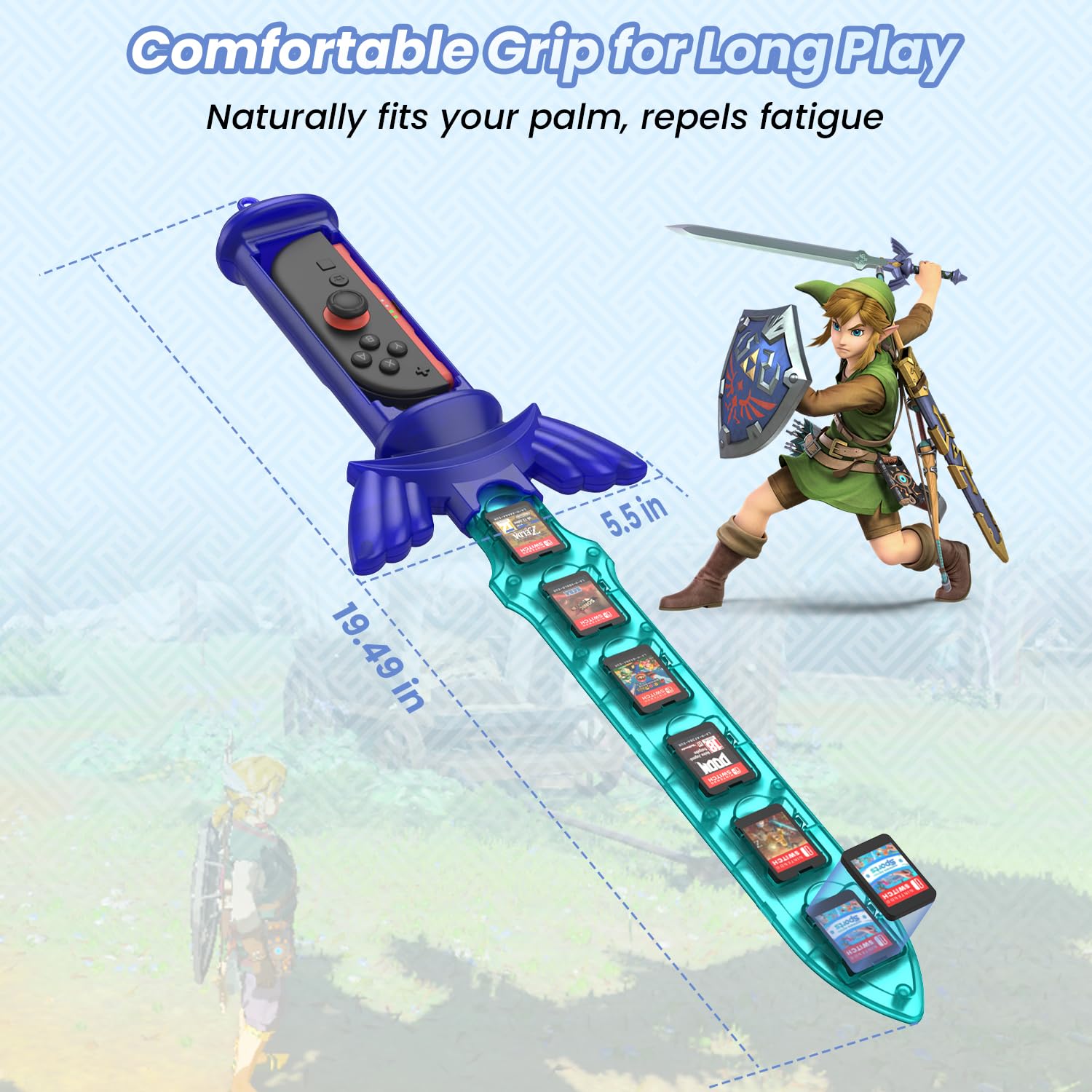 ESTUCHE GRIP ESPADA CODOGOY PARA NINTENDO SWITCH CON ALMACENAMIENTO DE 12 JUEGOS - 5