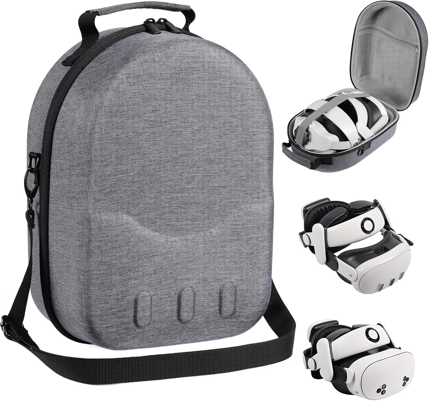 ESTUCHE DE TRANSPORTE PARA META QUEST 3/3S CON ALMACENAMIENTO PARA ACCESORIOS GRIS - 1
