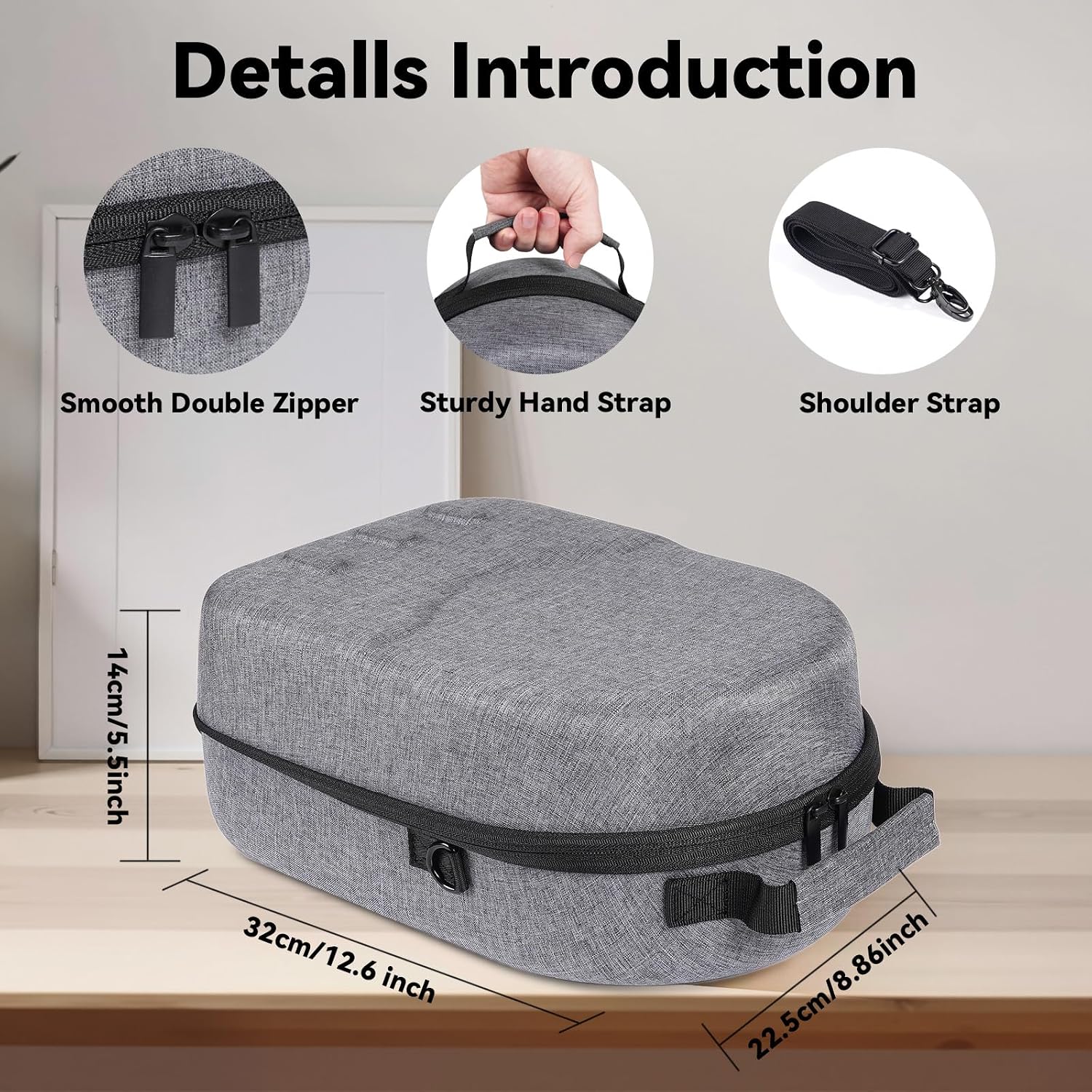 ESTUCHE DE TRANSPORTE PARA META QUEST 3/3S CON ALMACENAMIENTO PARA ACCESORIOS GRIS - 4