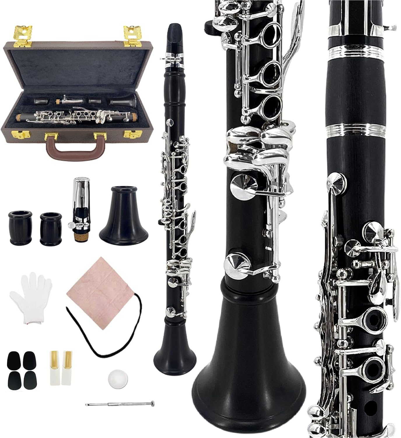 CLARINETE PROFESIONAL MADERA DE ÉBANO MI BEMOL YOUNGMONIC CON LLAVES PLATEADAS - 1