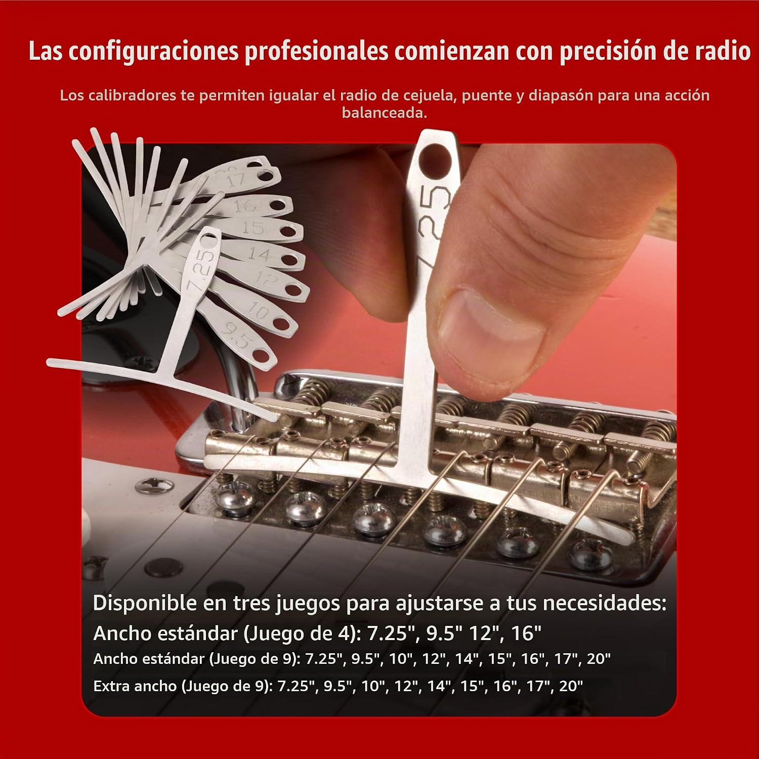 JUEGO DE CALIBRES DE RADIO PARA GUITARRA STEWMAC 4 PIEZAS ESTÁNDAR - 2