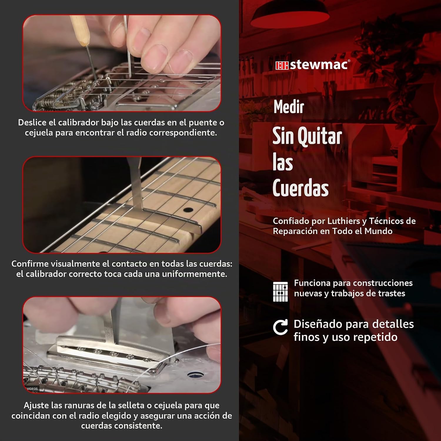 JUEGO DE CALIBRES DE RADIO PARA GUITARRA STEWMAC 4 PIEZAS ESTÁNDAR - 3