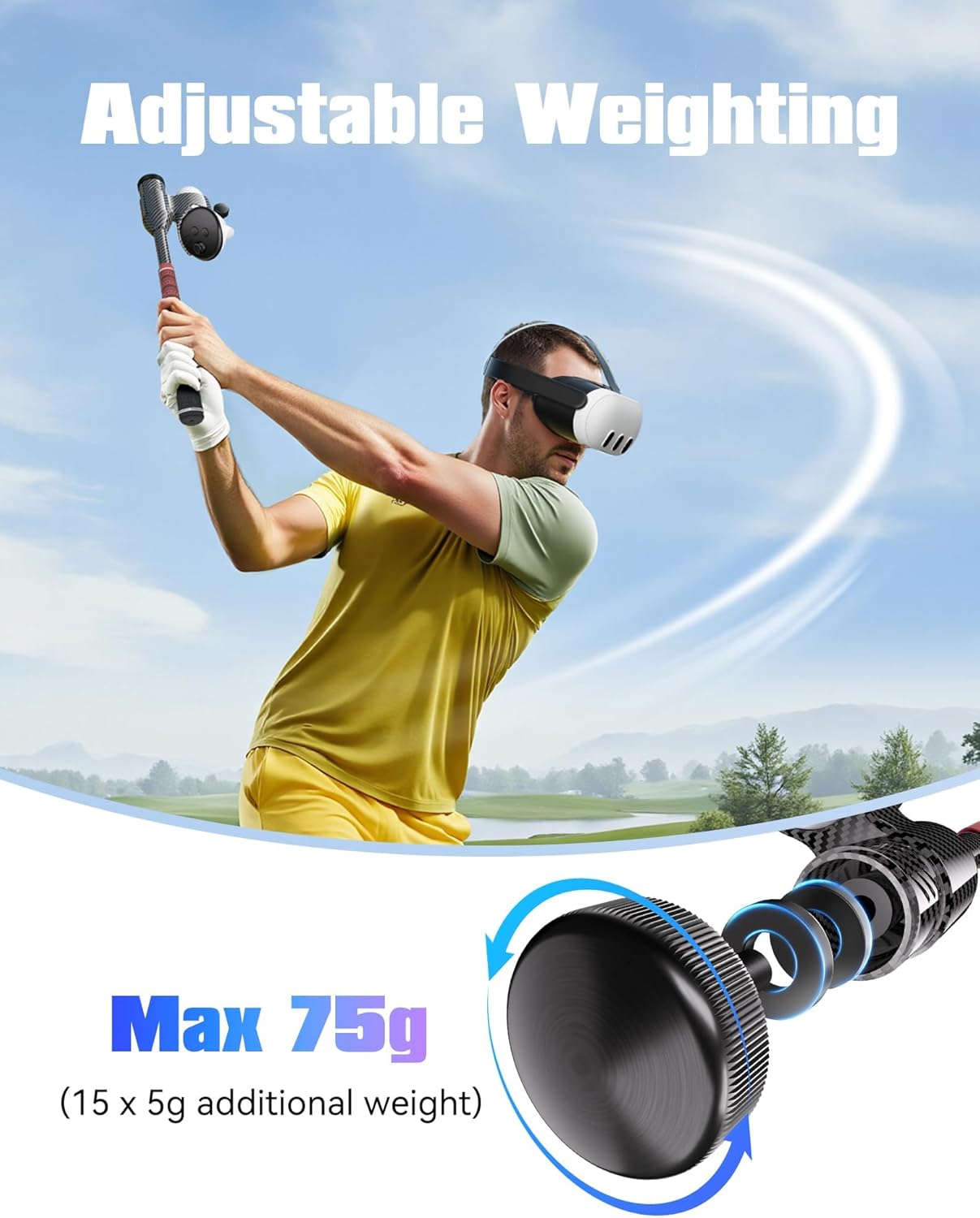 ACCESORIO DE PALO DE GOLF VR LERSYCO PARA QUEST 3/3S CONTROLADOR DERECHO 17.5 PULGADAS - 5
