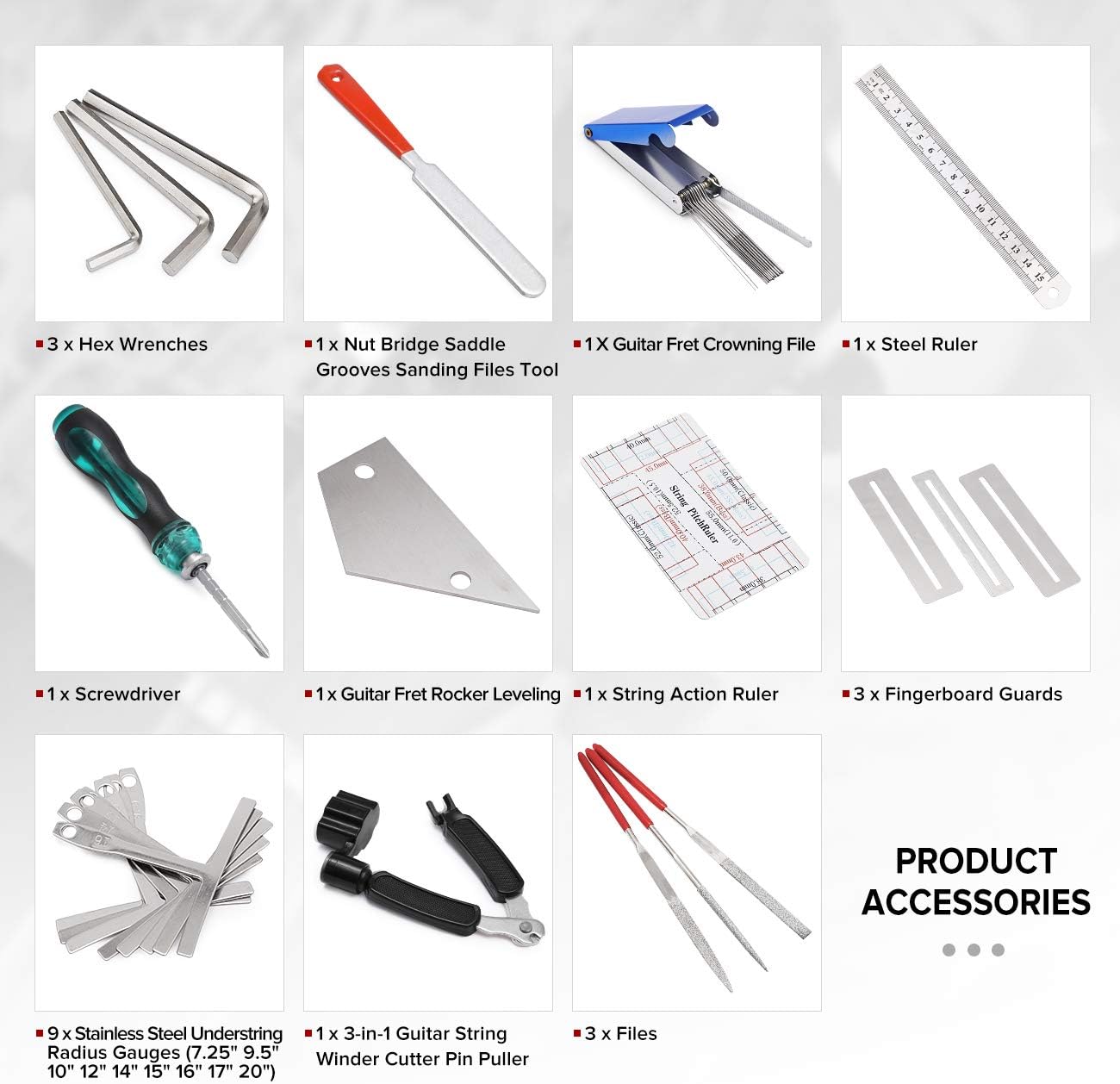KIT DE HERRAMIENTAS PARA REPARACIÓN DE GUITARRA MIFOGE 25 PIEZAS CON BOLSA DE TRANSPORTE - 2