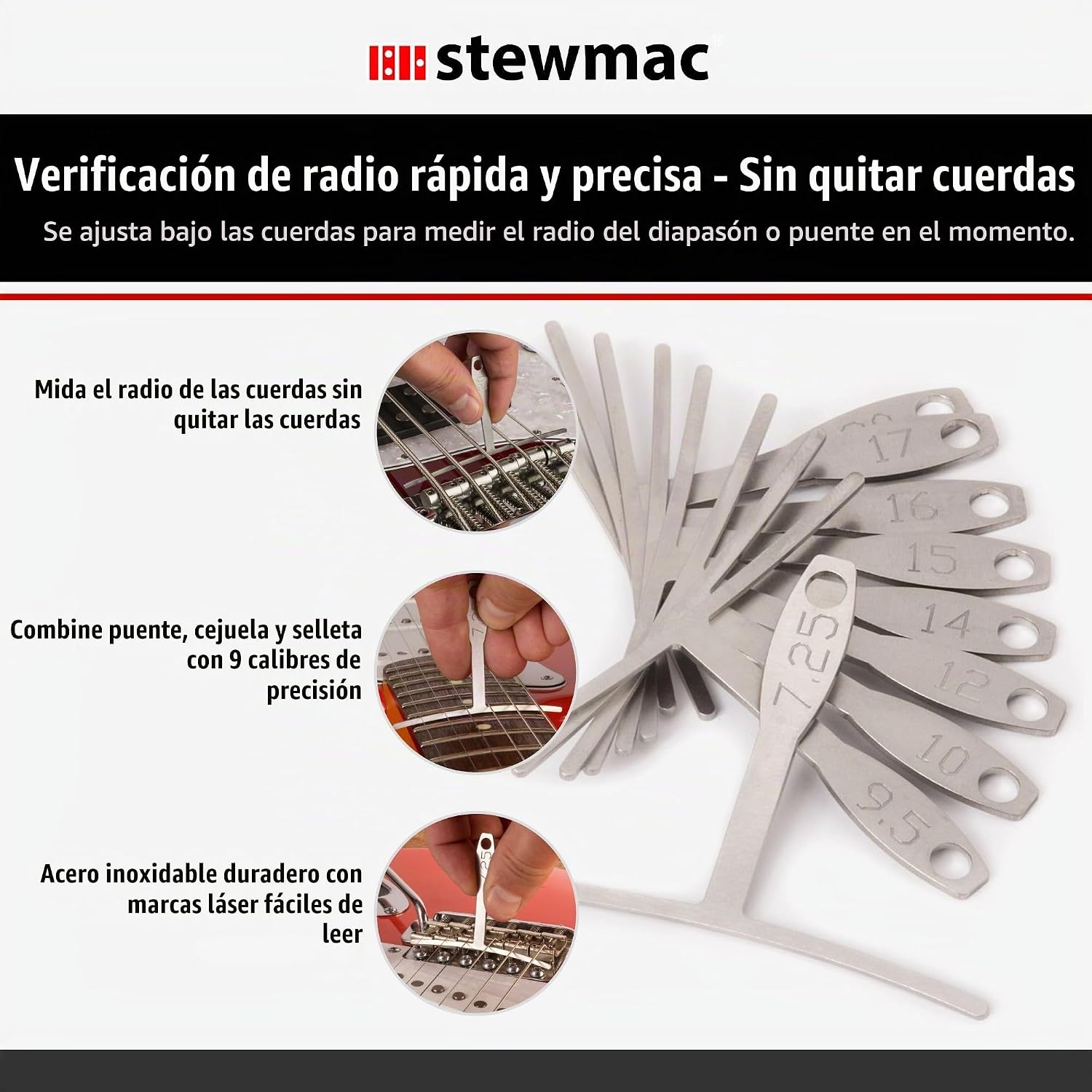 JUEGO DE 9 GALGAS DE RADIO UNDERSTRING STEWMAC ANCHO ESTÁNDAR - 2