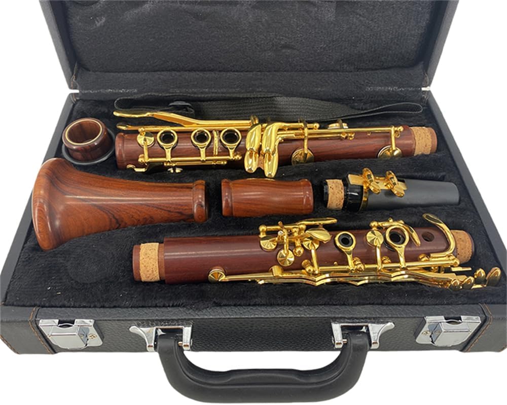 CLARINETE BB YOUNGMONIC CUERPO DE PALISANDRO LLAVES DORADAS SET INICIANTE CON ESTUCHE - 4