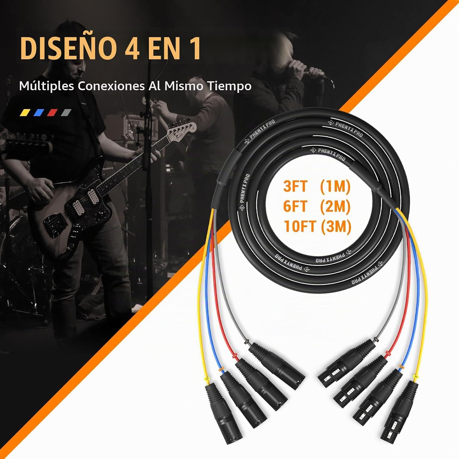 CABLE XLR PHENYX PRO 4 CANALES 6 PIES PCBL-4IN1-6 - 2