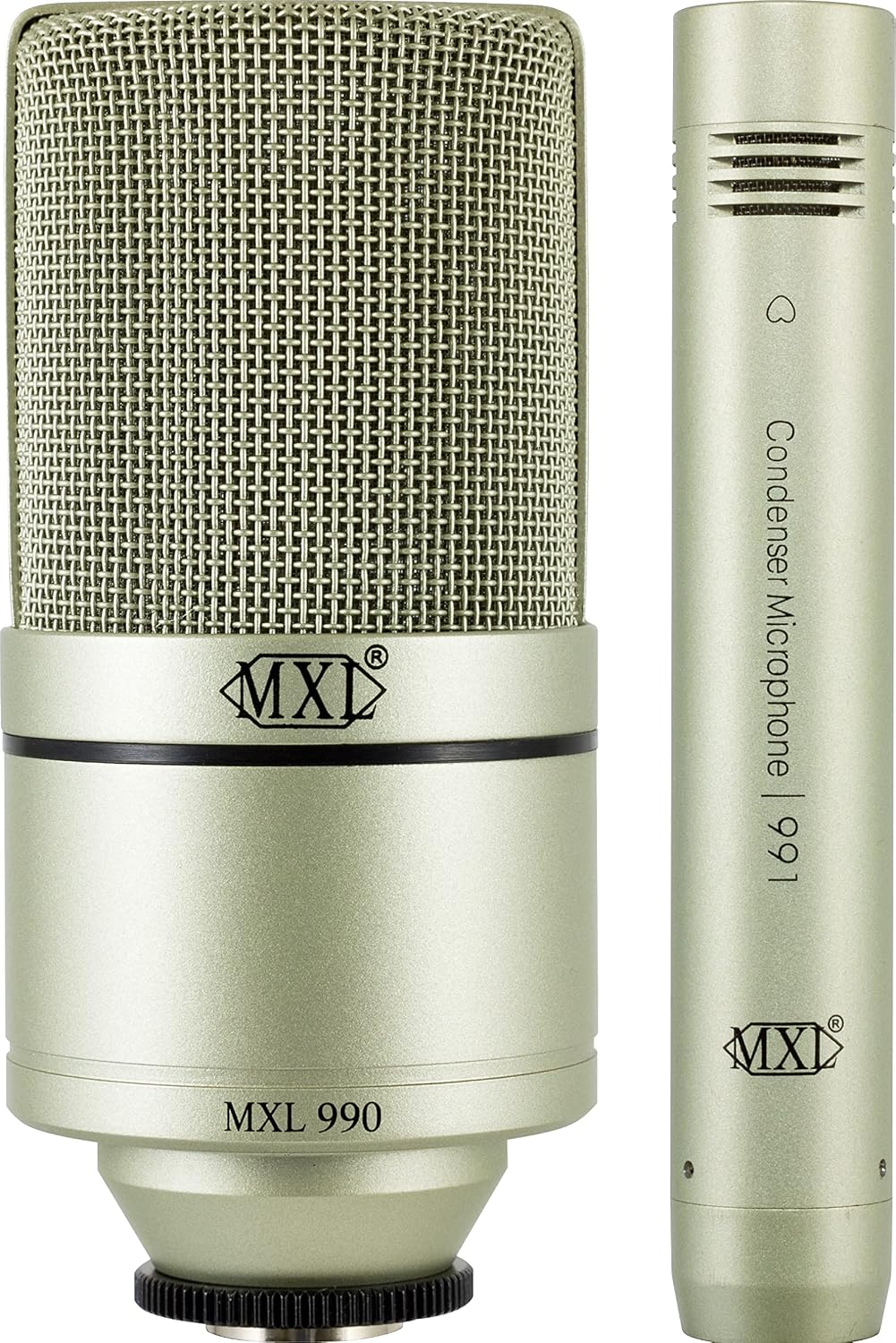 MICRÓFONO MXL 990/991 BUNDLE CONDENSADOR DIAFRAGMA GRANDE Y PEQUEÑO CHAMPAGNE - 1