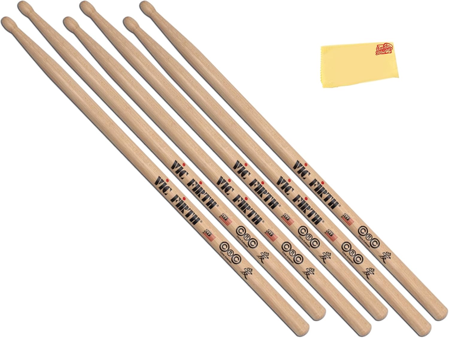 BAQUETAS VIC FIRTH SIGNATURE SERIES CHRIS COLEMAN 3 PARES CON PAÑO DE LIMPIEZA - 1