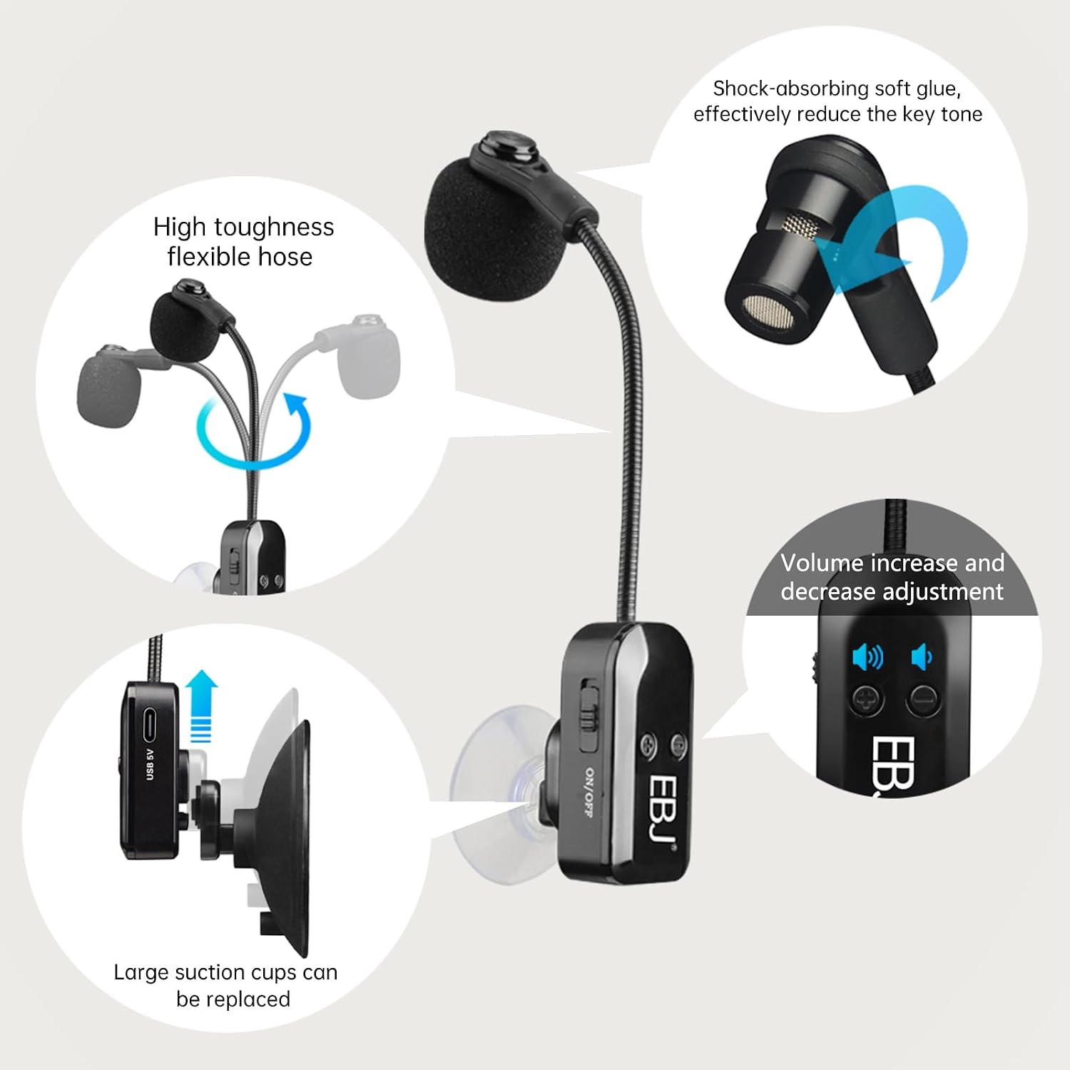 MICRÓFONO INALÁMBRICO EBJ 2.4G PARA INSTRUMENTOS CON VENTOSA DESACOPLABLE KX-801-2 - 5
