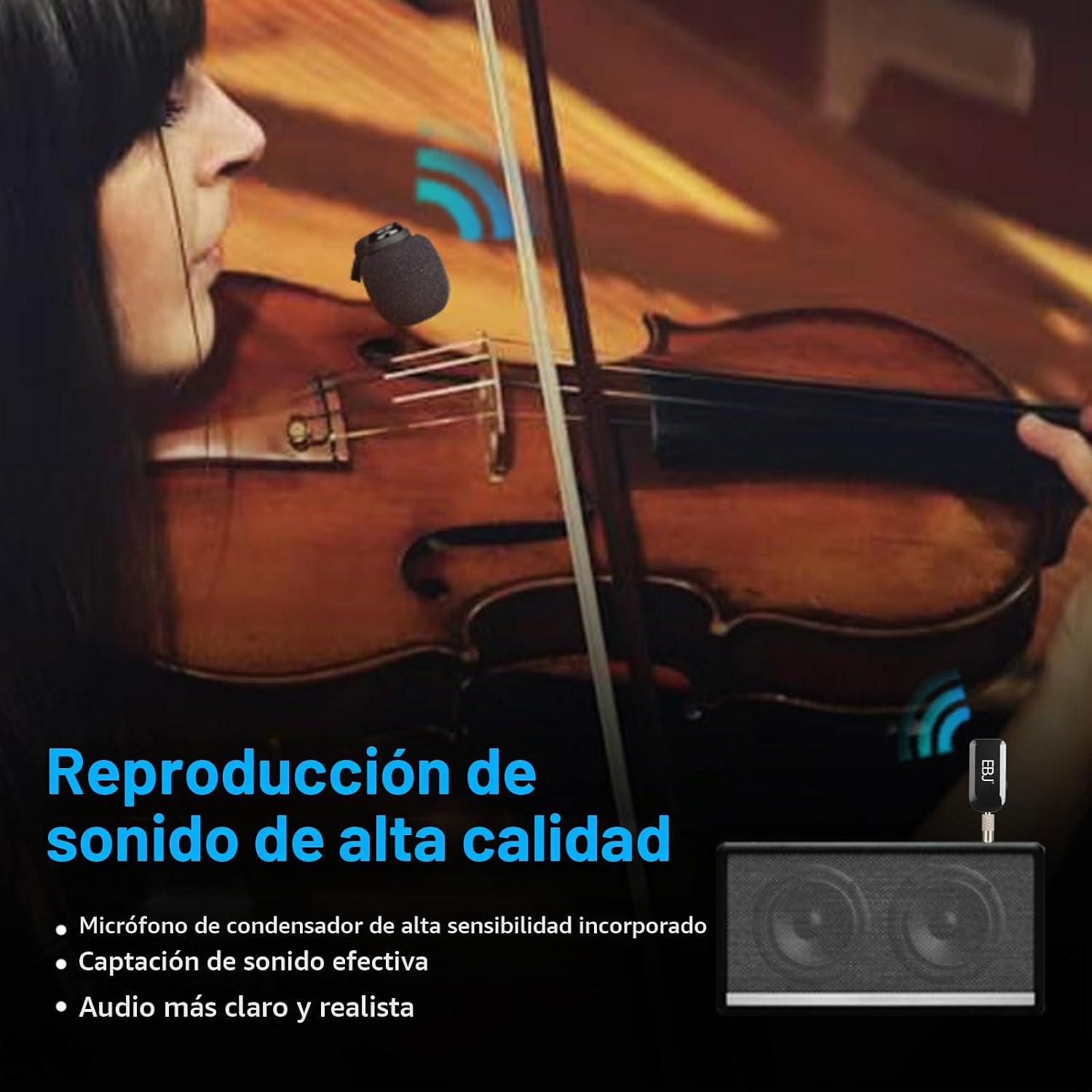 MICRÓFONO INALÁMBRICO EBJ 2.4G PARA INSTRUMENTOS CON VENTOSA DESACOPLABLE KX-801-1 - 2