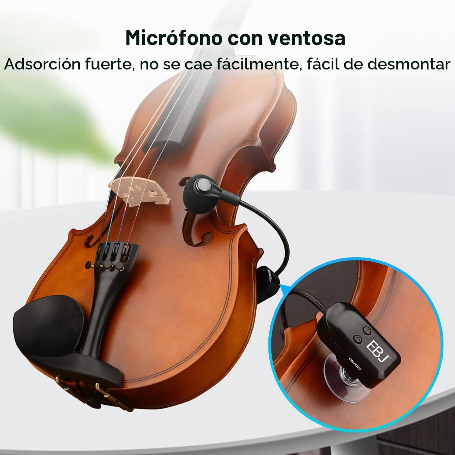 MICRÓFONO INALÁMBRICO EBJ 2.4G PARA INSTRUMENTOS CON VENTOSA DESACOPLABLE KX-801-1 - 3