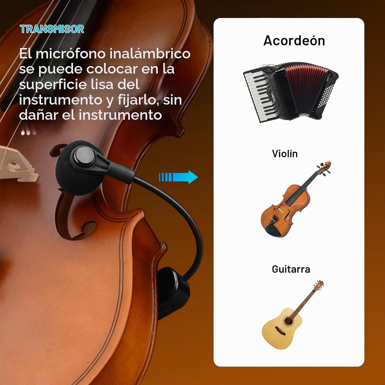 MICRÓFONO INALÁMBRICO EBJ 2.4G PARA INSTRUMENTOS CON VENTOSA DESACOPLABLE KX-801-1 - 4
