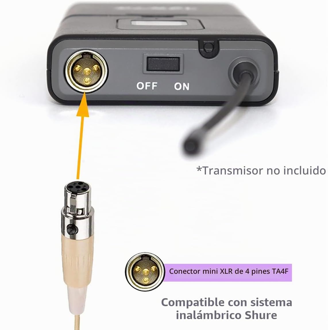 MICRÓFONO DE DIADEMA SINGLE EARHOOK COMPATIBLE CON SHURE BODYPACK - 4
