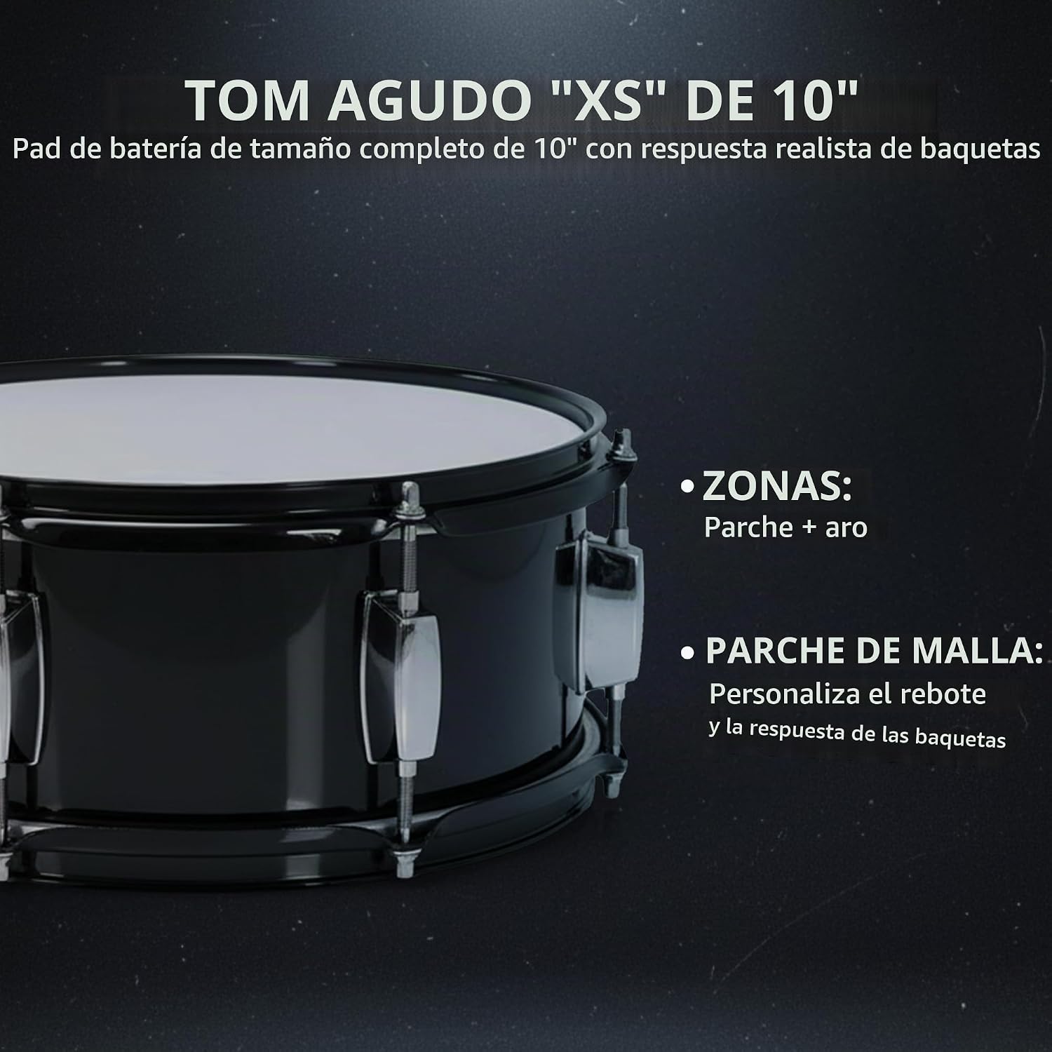 BATERÍA ELECTRÓNICA LEMON T950 TOM AGUDO 10'X5' CON CABEZA DE MALLA DUAL-ZONE - 3