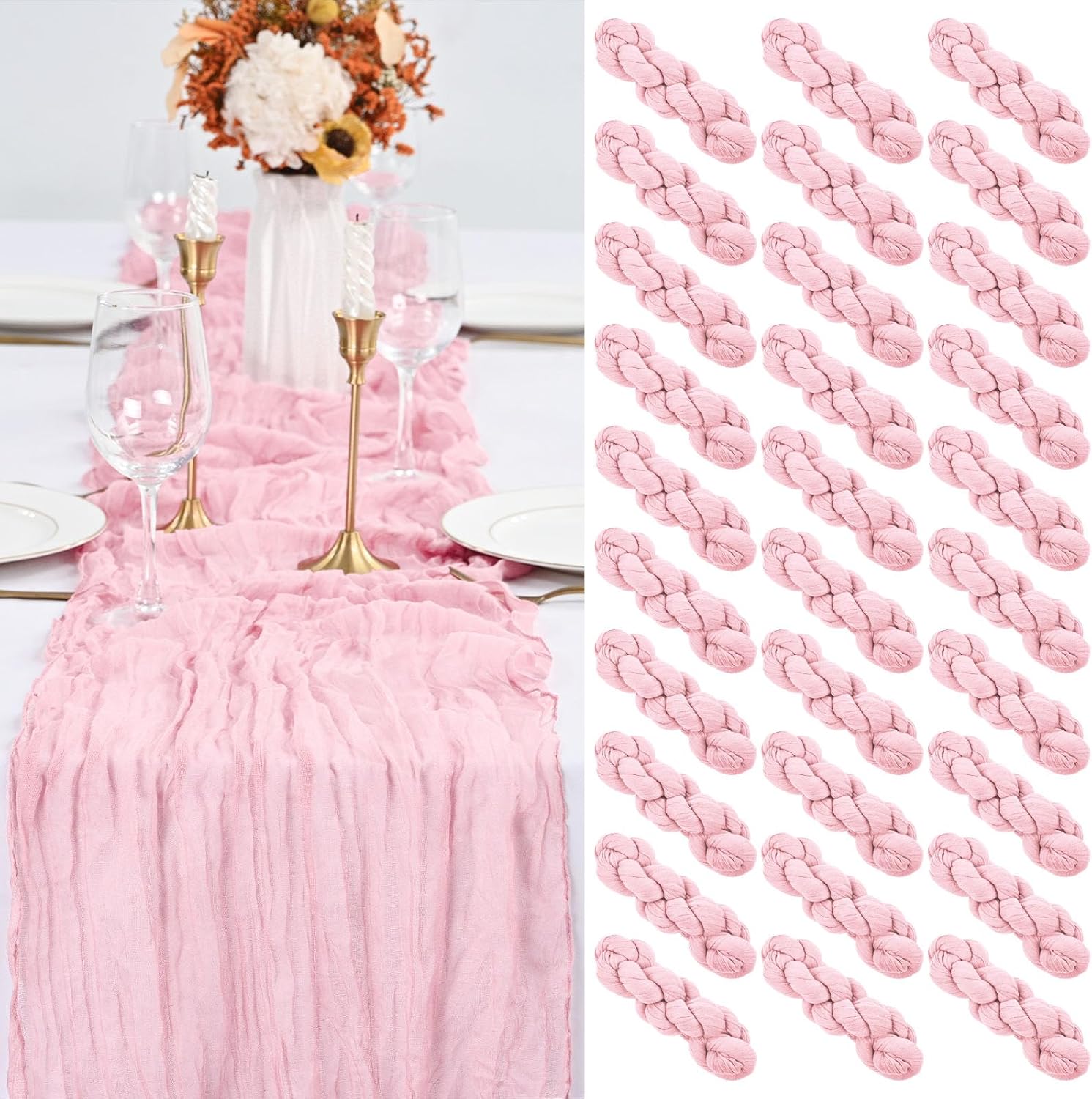 CAMINO DE MESA CHEESECLOTH ROSA 30 PIEZAS 120 X 50 CM - 1