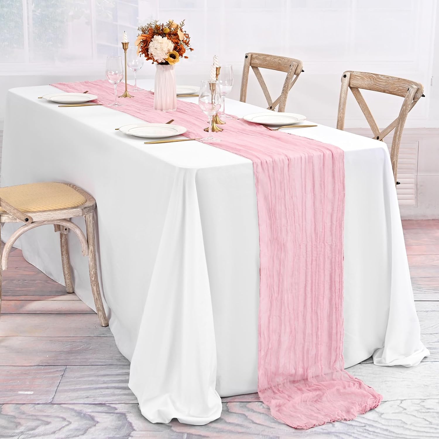 CAMINO DE MESA CHEESECLOTH ROSA 30 PIEZAS 120 X 50 CM - 4
