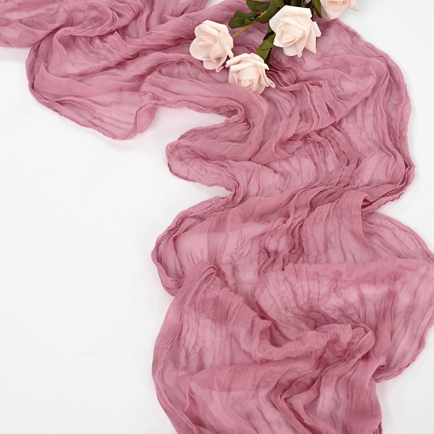 CAMINO DE MESA CHEESECLOTH 10 PIEZAS ROSA POLVORIENTO 20 X 120 PULGADAS - 4