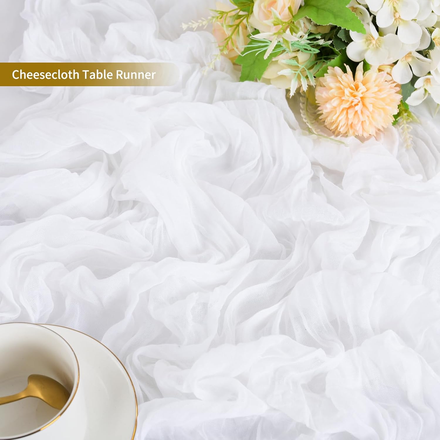 CAMINO DE MESA CHEESECLOTH BLANCO 10 PIEZAS 120 X 50 CM - 3