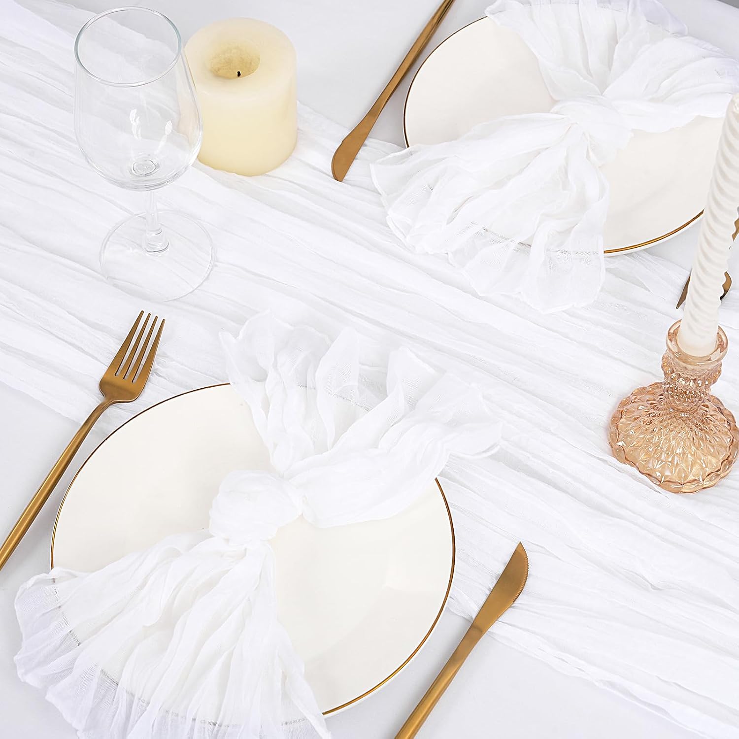 CAMINO DE MESA CHEESECLOTH BLANCO 10 PIEZAS 120 X 50 CM - 5