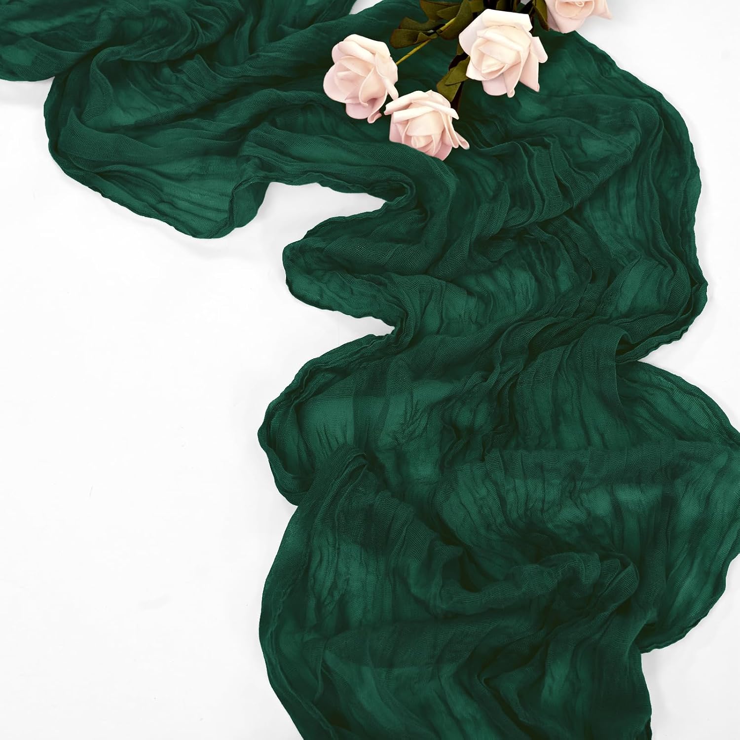 CAMINO DE MESA CHEESECLOTH VERDE ESMERALDA 10 PIEZAS 20 X 120 PULGADAS - 4
