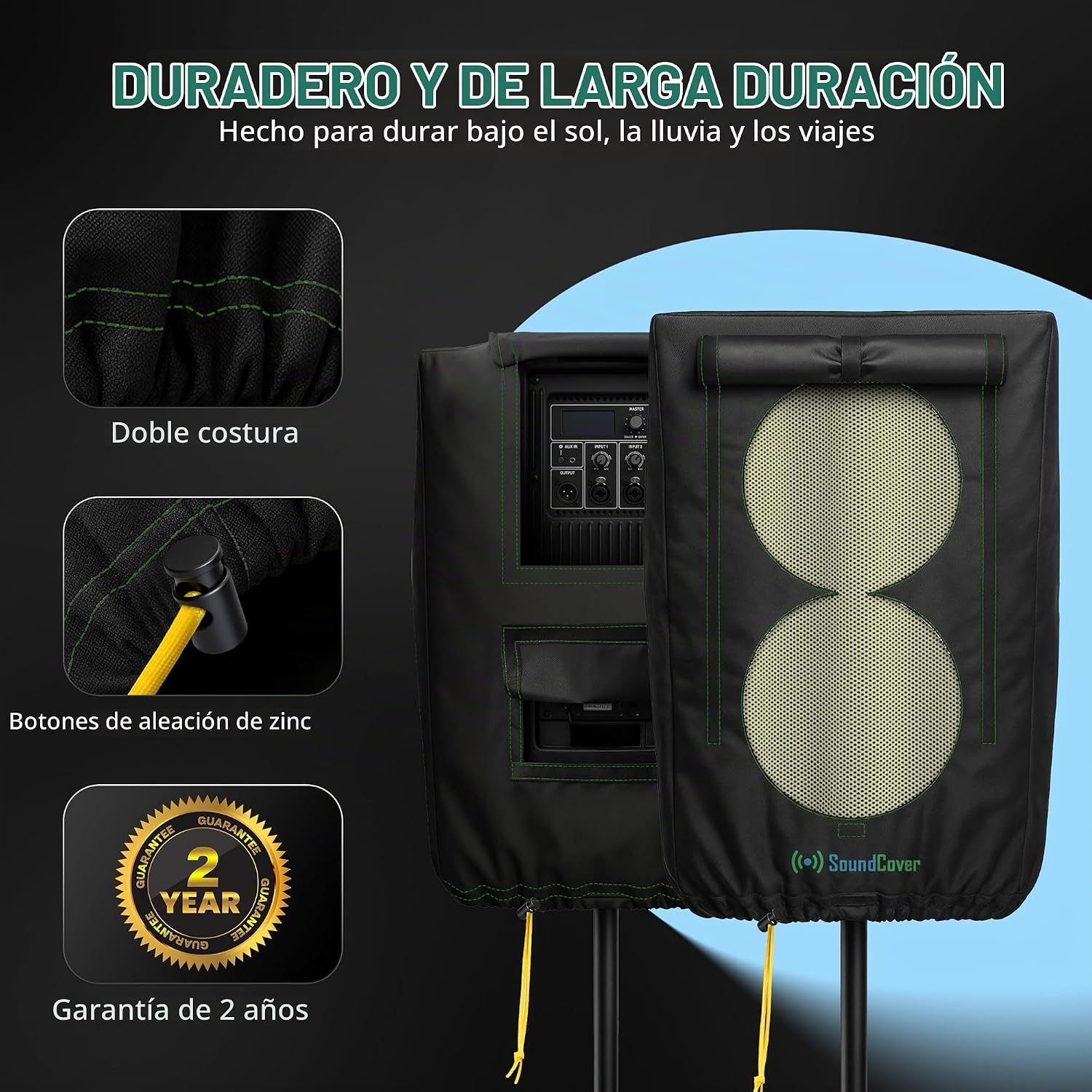 FUNDA PROTECTORA PARA PARLANTE PA/DJ DE 12 PULGADAS SOUNDCOVER 600D CON SOUNDFLAP - 3