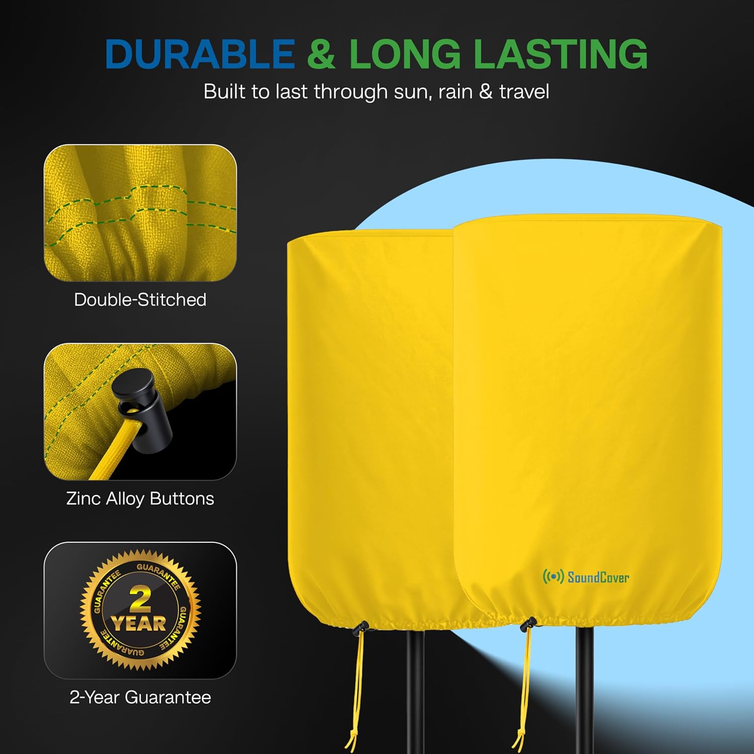 FUNDA PROTECTORA PARA PARLANTE PA/DJ DE 10' SOUNDCOVER 600D AMARILLA CON BOLSA DE ALMACENAMIENTO - 3