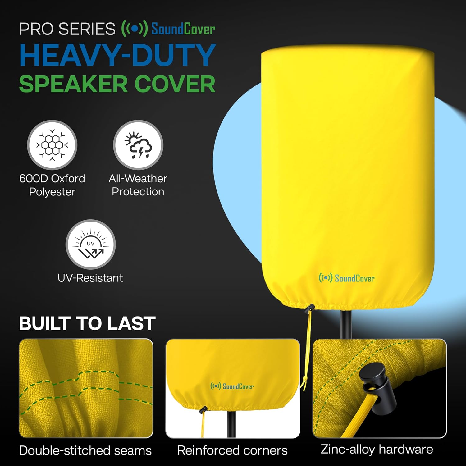 FUNDA PROTECTORA PARA PARLANTE PA/DJ DE 10' SOUNDCOVER 600D AMARILLA CON BOLSA DE ALMACENAMIENTO - 5
