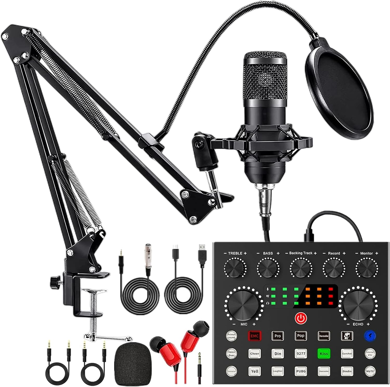 MICRÓFONO CONDENSADOR COFELIFE BM800 CON MEZCLADOR V8S PARA PODCAST Y STREAMING - 1