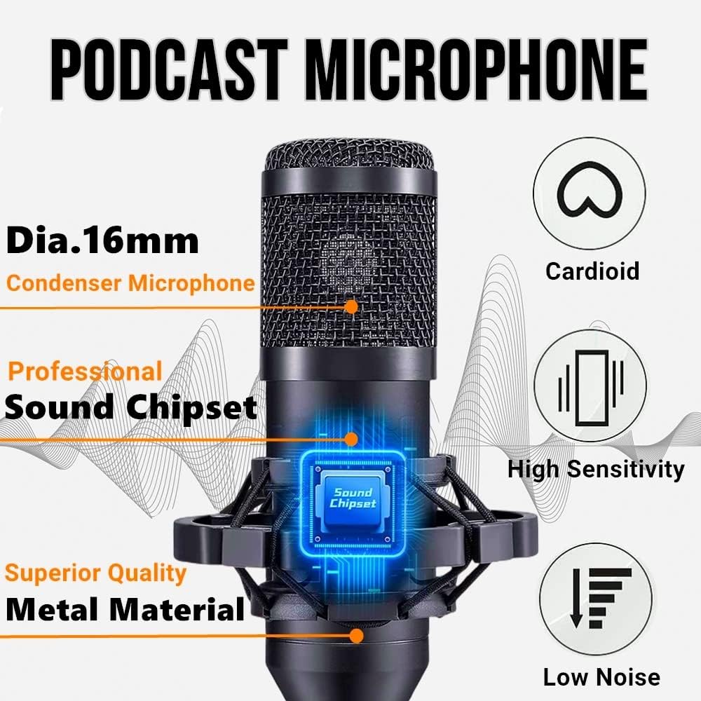 MICRÓFONO CONDENSADOR COFELIFE BM800 CON MEZCLADOR V8S PARA PODCAST Y STREAMING - 2