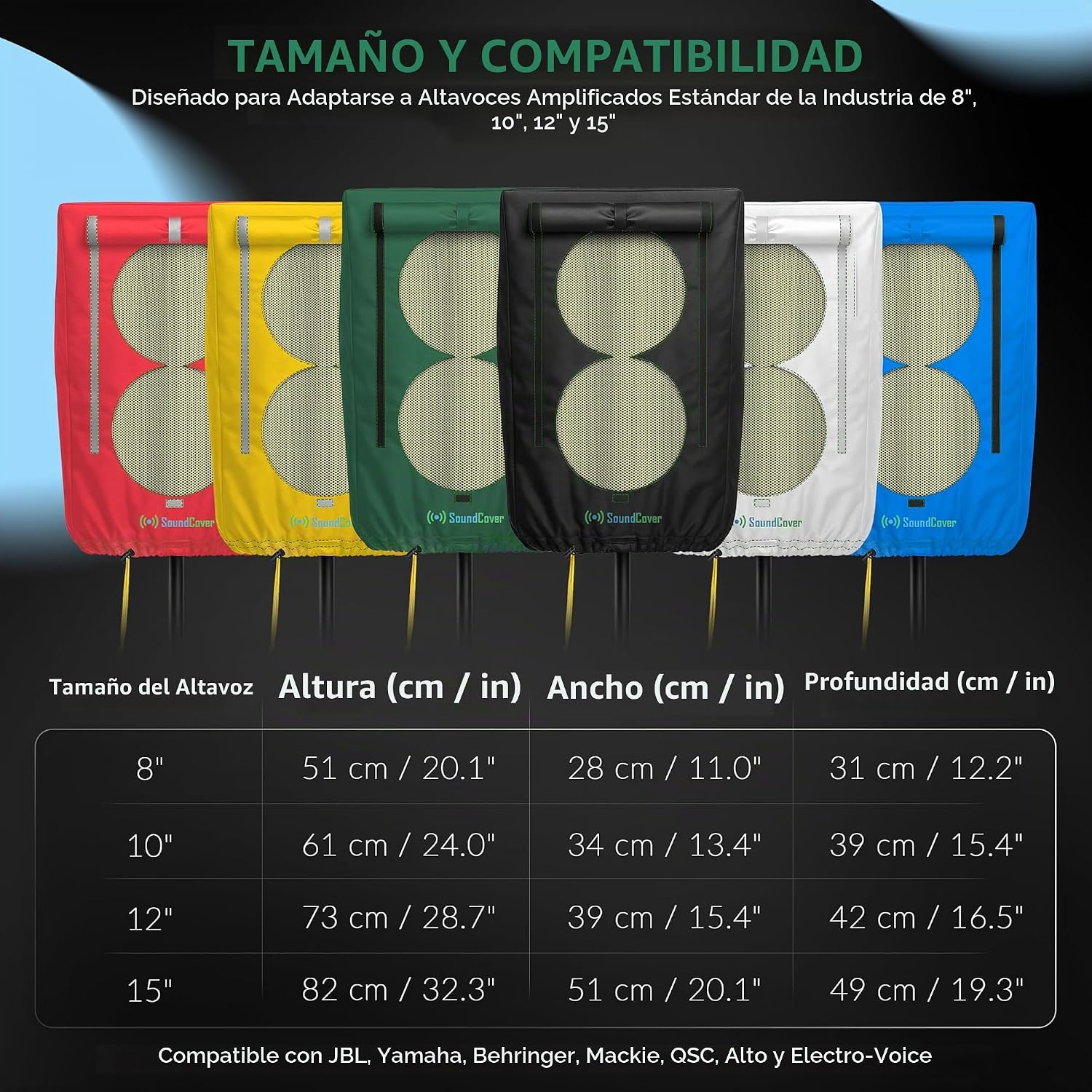 FUNDA PROTECTORA PARA PARLANTE PA/DJ DE 12' SOUNDCOVER 600D CON SOUNDFLAP BLANCO - 2