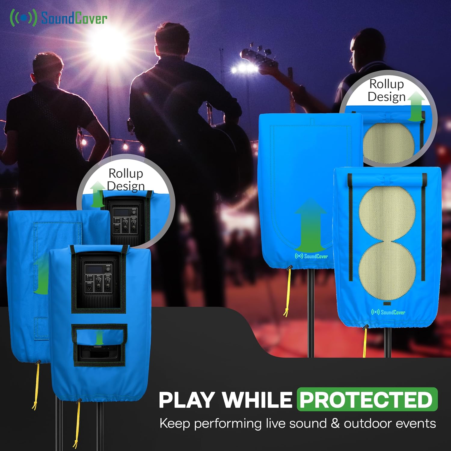 FUNDA PROTECTORA PARA PARLANTE PA/DJ DE 10' SOUNDCOVER 600D AZUL CON BOLSA DE ALMACENAMIENTO - 3