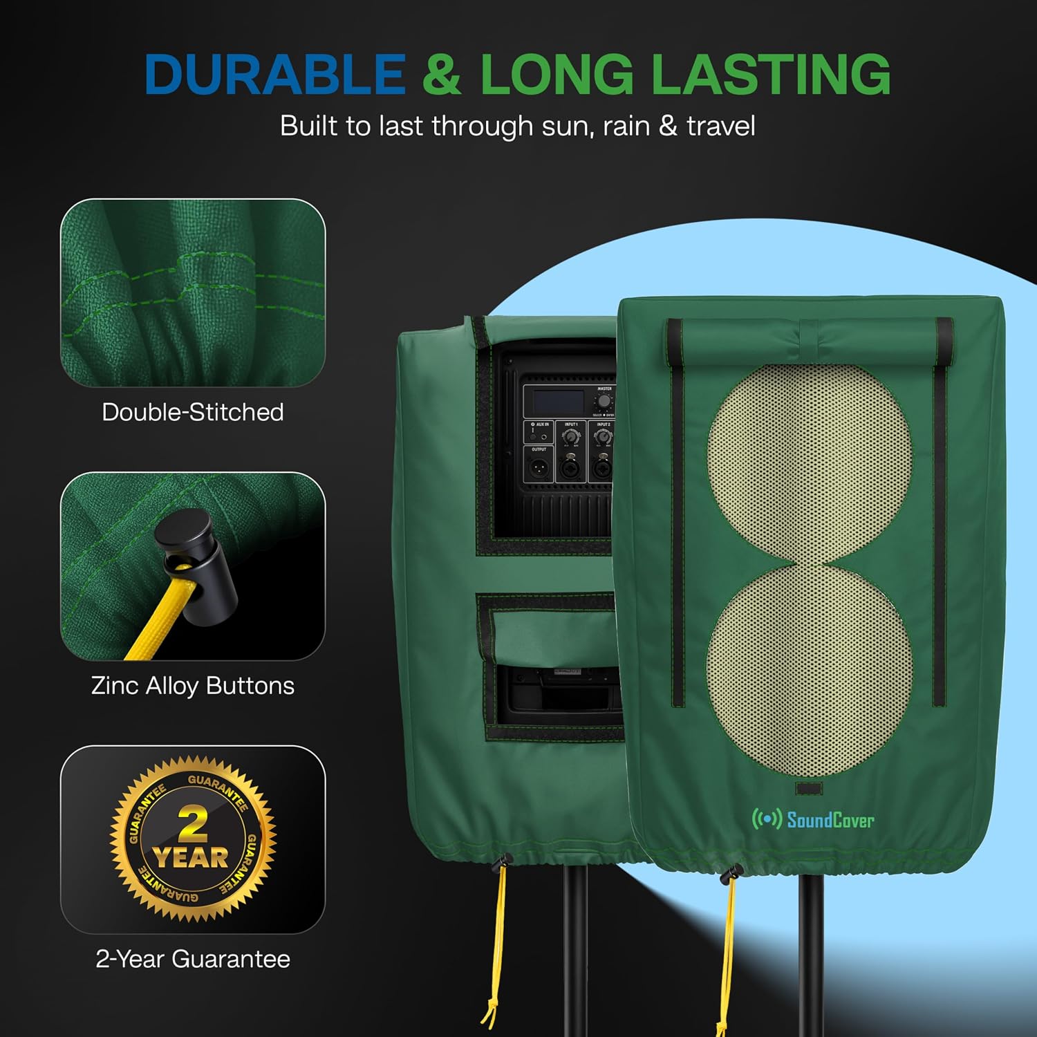 FUNDA PROTECTORA PARA PARLANTE PA/DJ DE 8 PULGADAS 600D CON SOUNDFLAP VERDE - 4