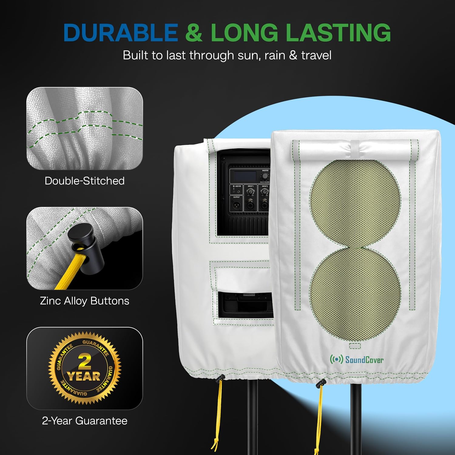 FUNDA PROTECTORA PARA PARLANTE PA/DJ DE 10' SOUNDCOVER 600D CON SOUNDFLAP BLANCO - 3