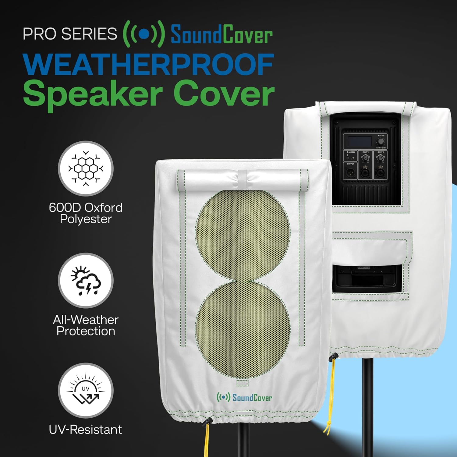 FUNDA PROTECTORA PARA PARLANTE PA/DJ DE 10' SOUNDCOVER 600D CON SOUNDFLAP BLANCO - 4
