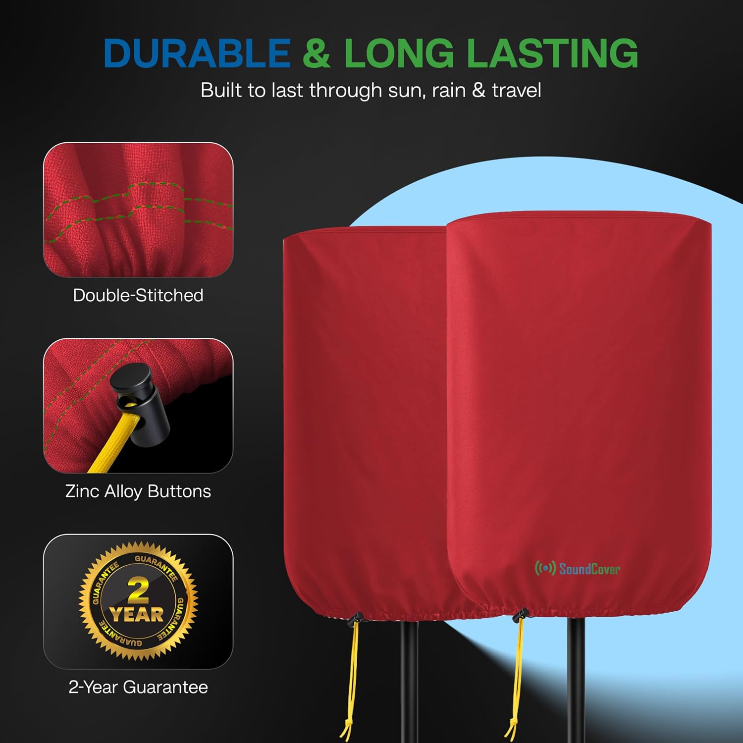 FUNDA PROTECTORA PARA PARLANTE PA/DJ DE 12' SOUNDCOVER 600D ROJA CON BOLSA DE ALMACENAMIENTO - 3