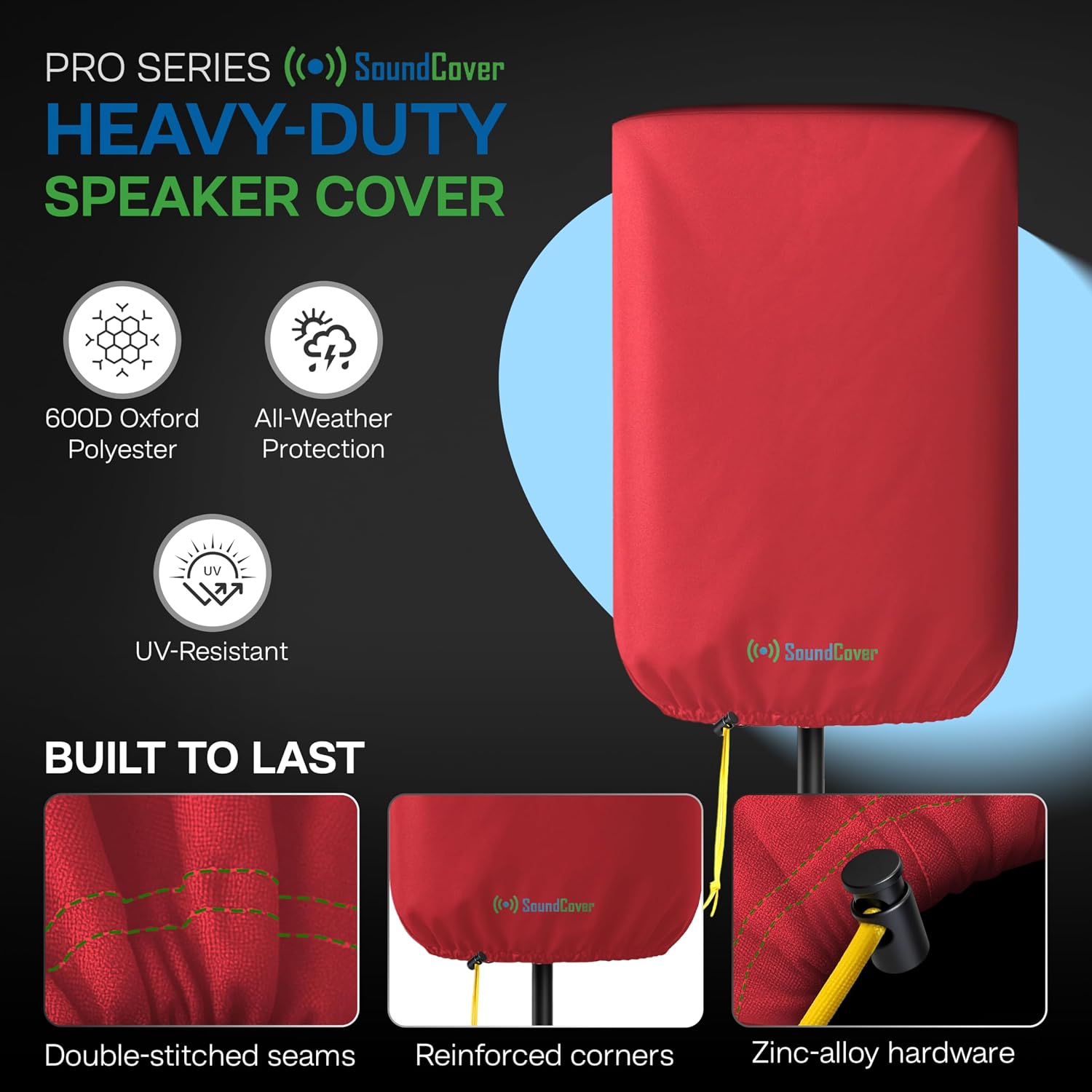 FUNDA PROTECTORA PARA PARLANTE PA/DJ DE 12' SOUNDCOVER 600D ROJA CON BOLSA DE ALMACENAMIENTO - 4