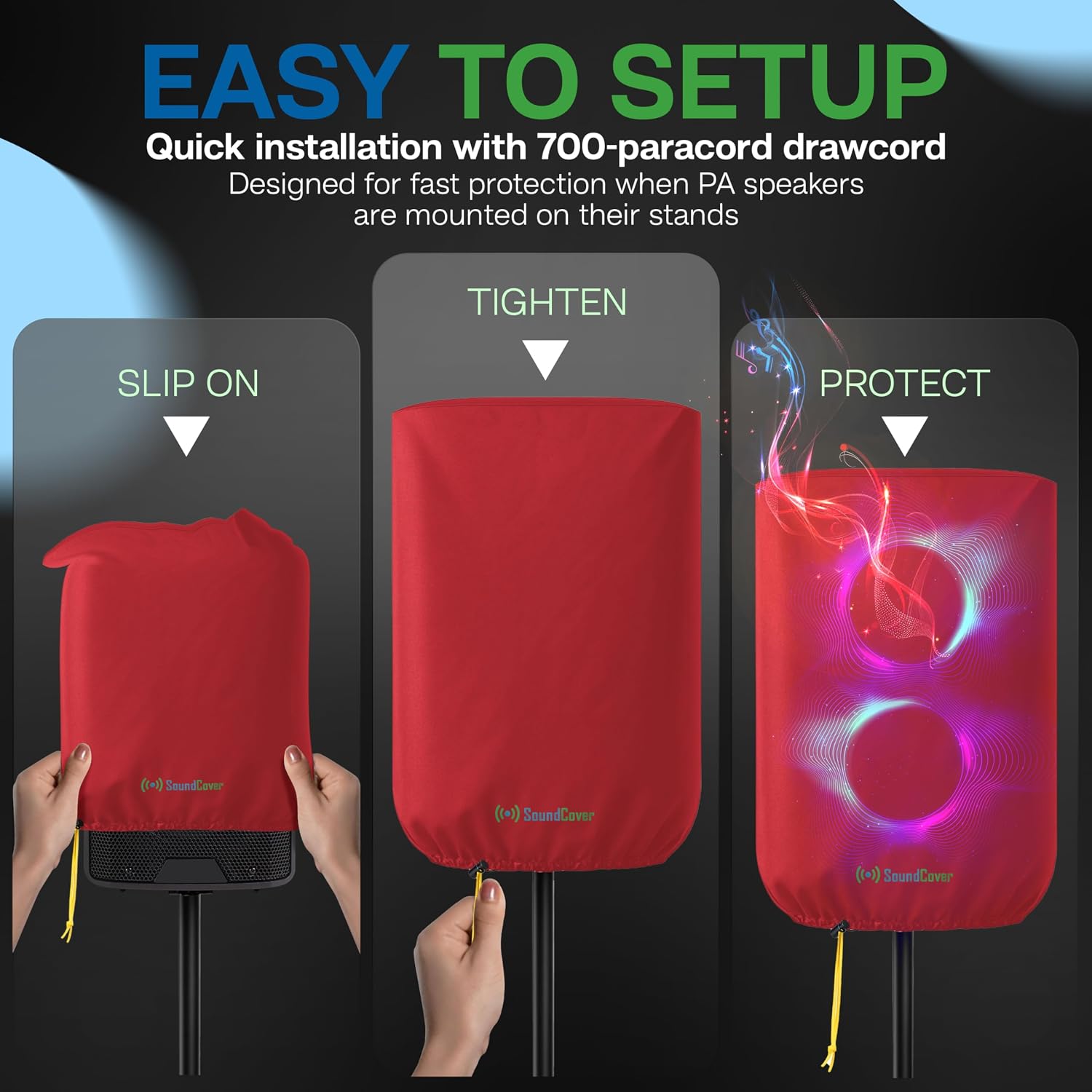 FUNDA PROTECTORA PARA PARLANTE PA/DJ DE 12' SOUNDCOVER 600D ROJA CON BOLSA DE ALMACENAMIENTO - 5