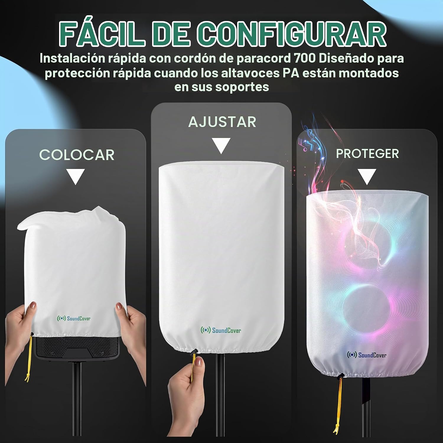 FUNDA PROTECTORA PARA PARLANTE PA/DJ DE 15 PULGADAS 600D SOUNDCOVER BLANCA - 5