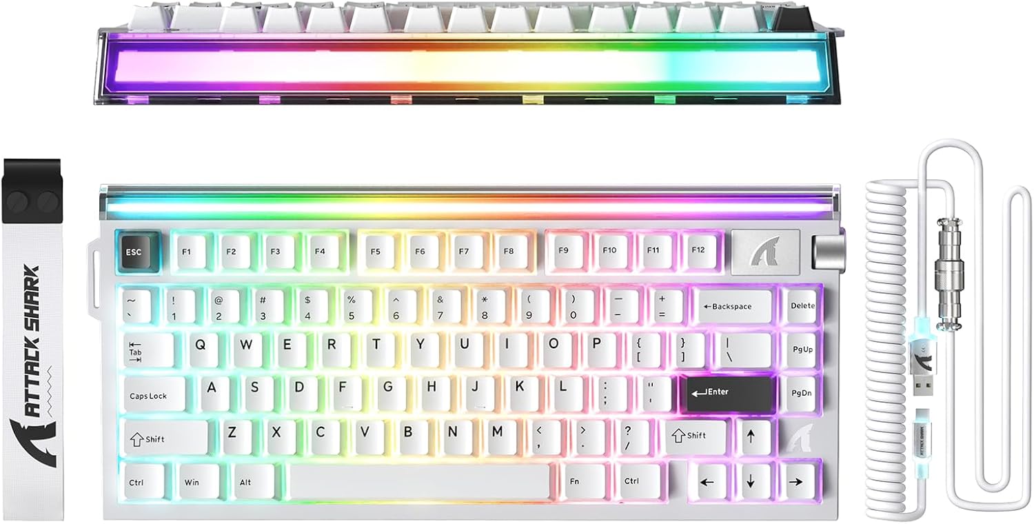 TECLADO GAMER ATTACK SHARK R85 HE 75% MAGNÉTICO ALÁMBRICO BLANCO - 1