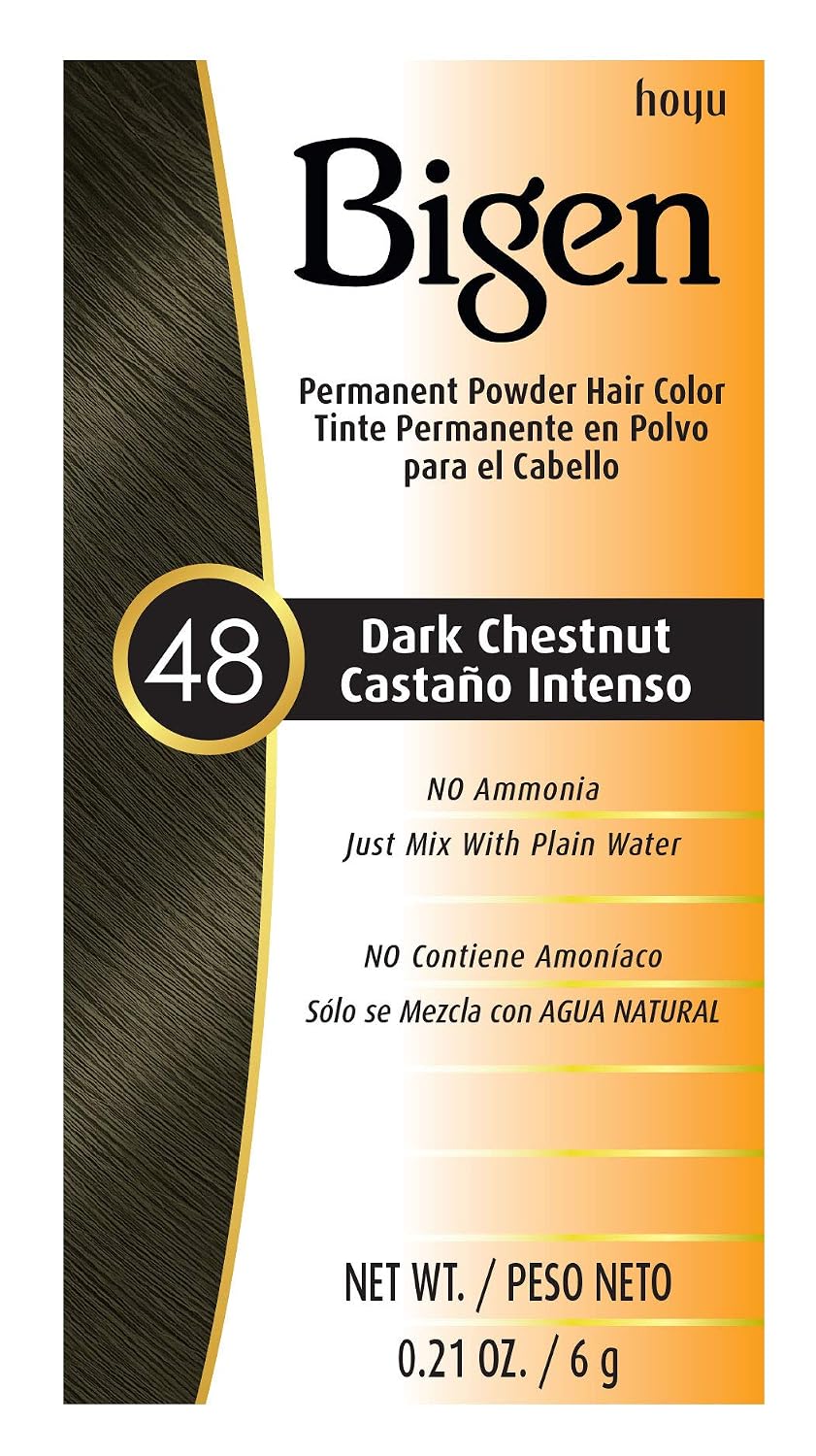 TINTURA BIGEN POWDER HAIR COLOR #48 CASTAÑO OSCURO PACK 3 - 1