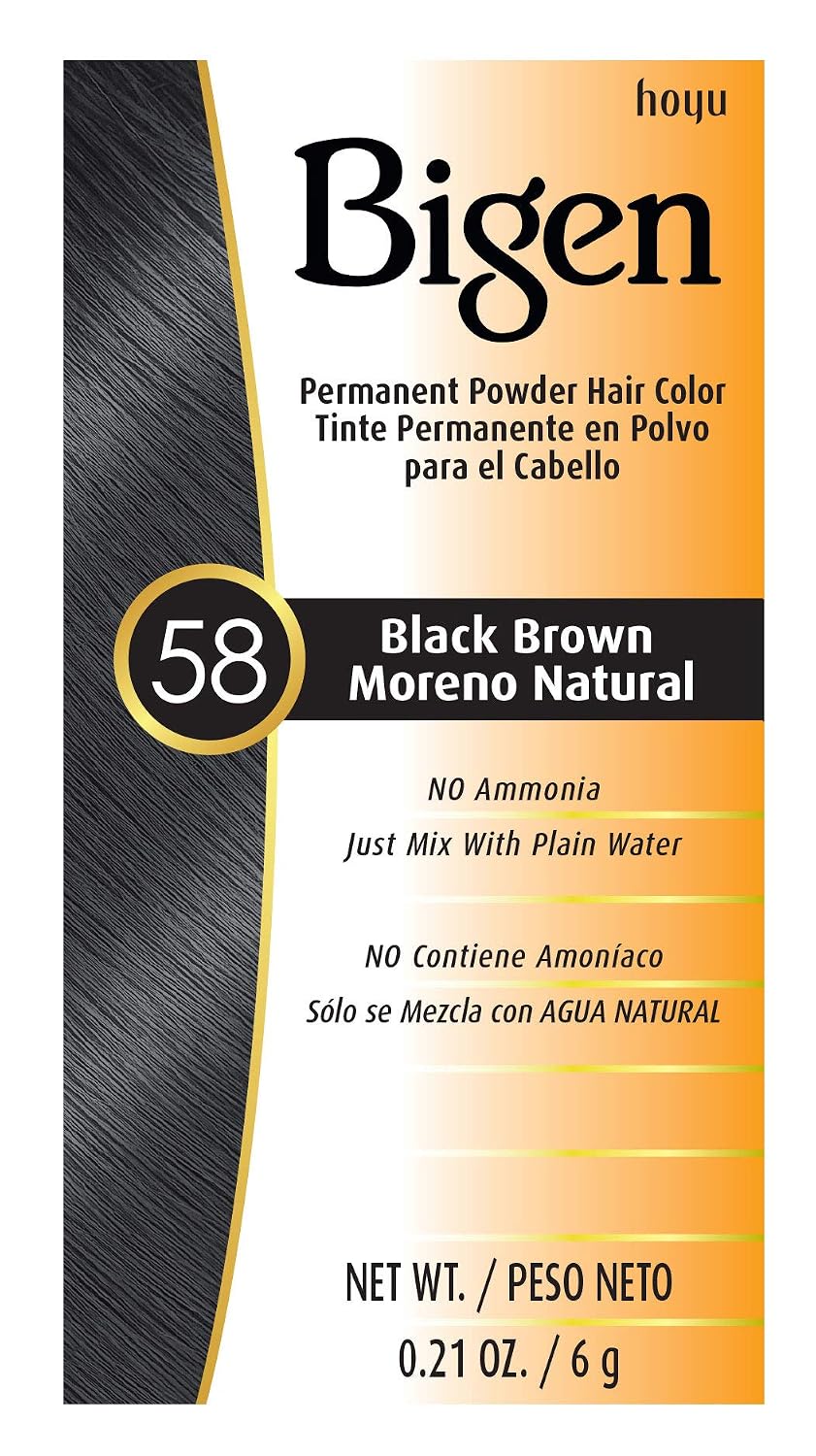 TINTURA PERMANENTE EN POLVO BIGEN #58 BLACK BROWN PACK 12 - 1